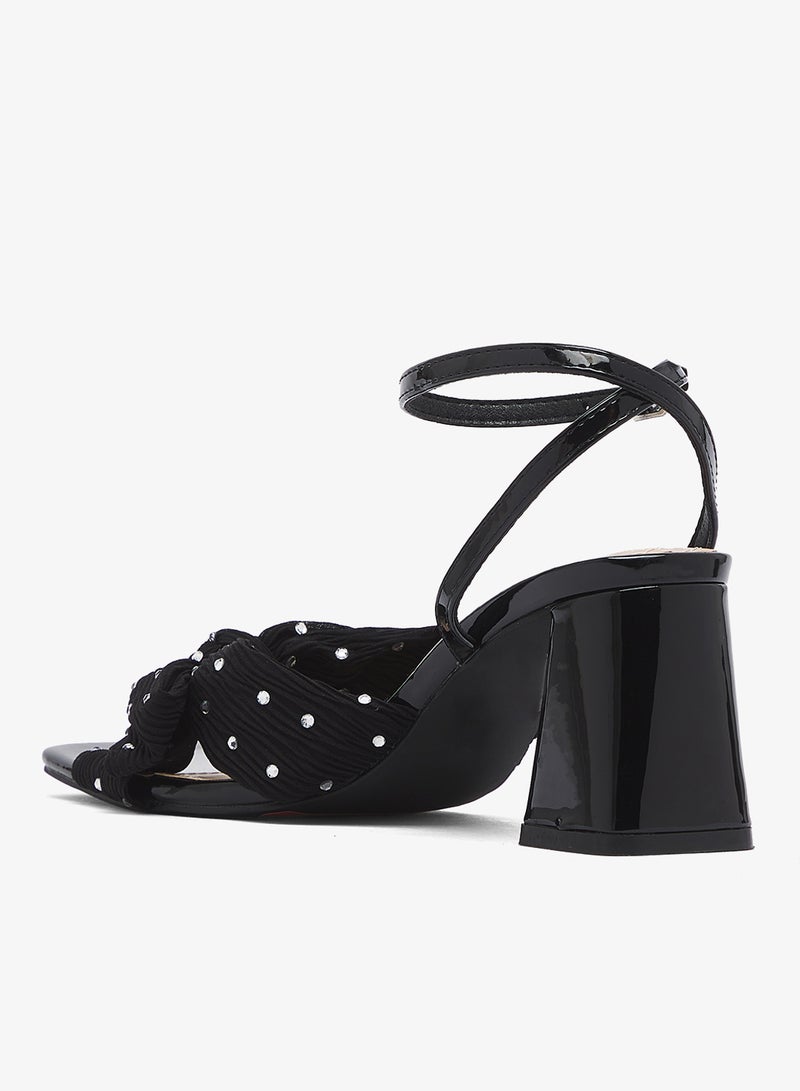 GLAMOROUS Embellished Bow Block Heel Sandals - Image 3